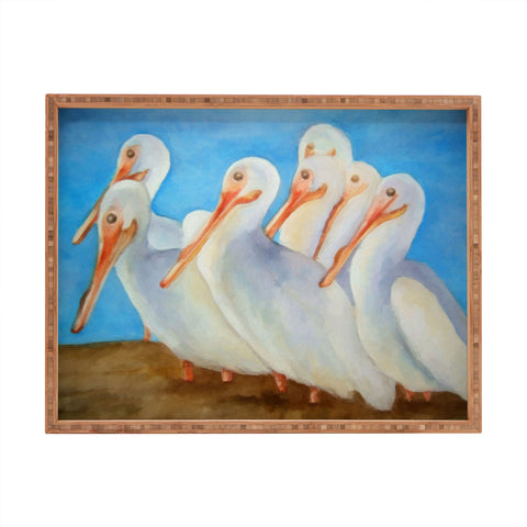 Rosie Brown Pelicans On Parade Rectangular Tray
