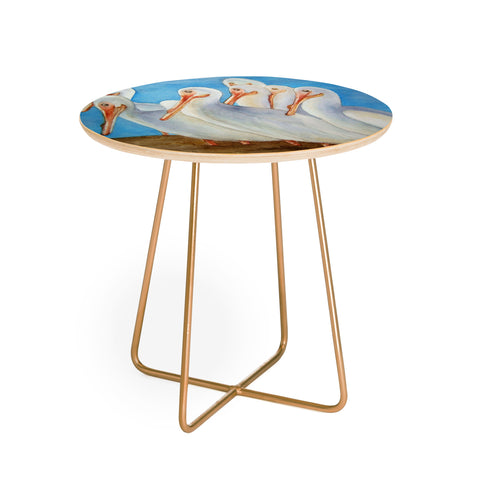 Rosie Brown Pelicans On Parade Round Side Table