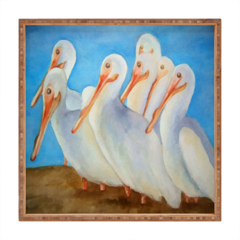 Rosie Brown Pelicans On Parade Square Tray