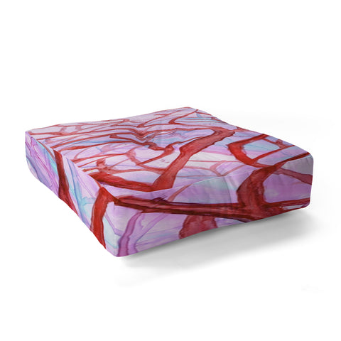 Rosie Brown Red Coral Floor Pillow Square