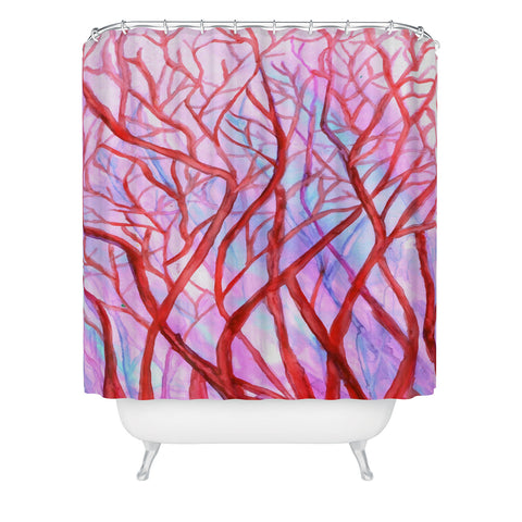 Rosie Brown Red Coral Shower Curtain