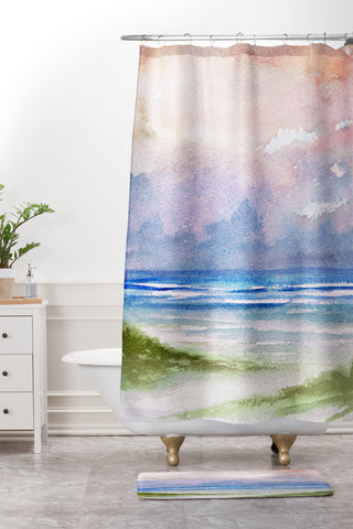 Rosie Brown Seashore Sunset Shower Curtain And Mat