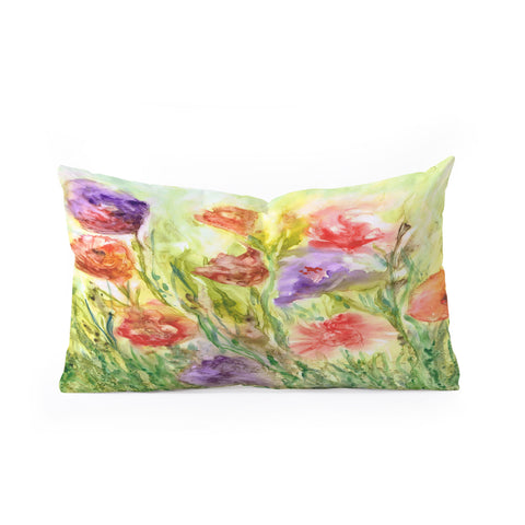 Rosie Brown Summer Flowers Oblong Throw Pillow
