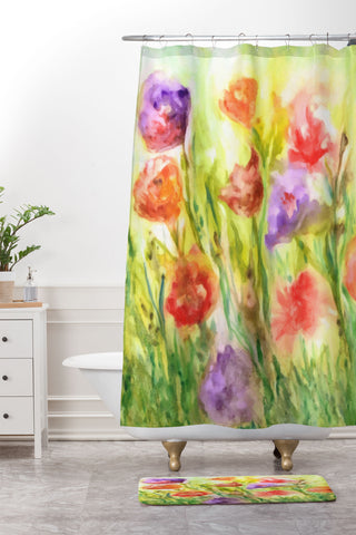 Rosie Brown Summer Flowers Shower Curtain And Mat
