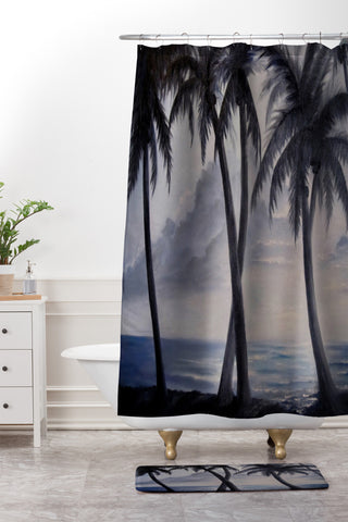 Rosie Brown Sunset Palms Shower Curtain And Mat