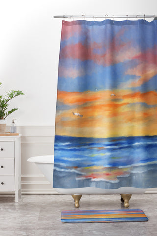 Rosie Brown Sunset Reflections Shower Curtain And Mat