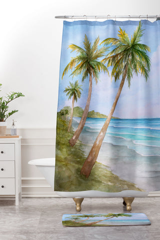 Rosie Brown Swaying Palms Shower Curtain And Mat