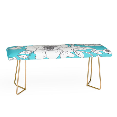 Rosie Brown Turquoise Floral Bench