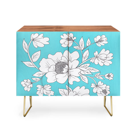 Rosie Brown Turquoise Floral Credenza