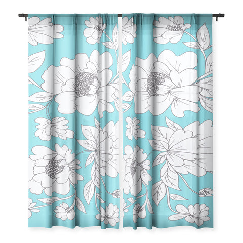 Rosie Brown Turquoise Floral Sheer Non Repeat