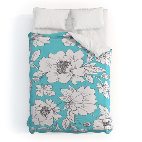 Rosie Brown Turquoise Floral Duvet Cover