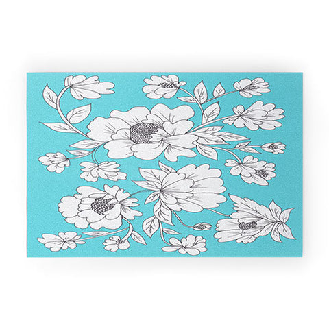 Rosie Brown Turquoise Floral Welcome Mat