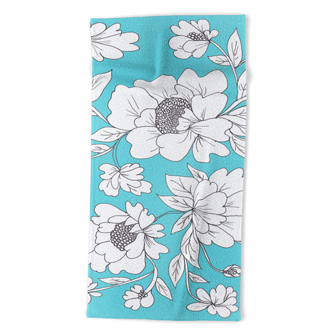 Rosie Brown Turquoise Floral Beach Towel