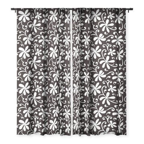 Rosie Brown White on Black Sheer Window Curtain