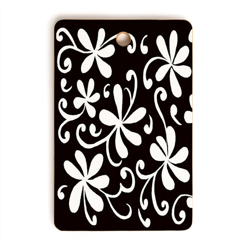 Rosie Brown White on Black Cutting Board Rectangle