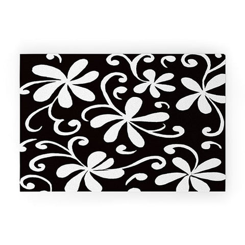 Rosie Brown White on Black Welcome Mat