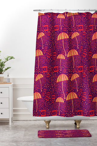 Ruby Door Jelly Fish Light Scape Shower Curtain And Mat