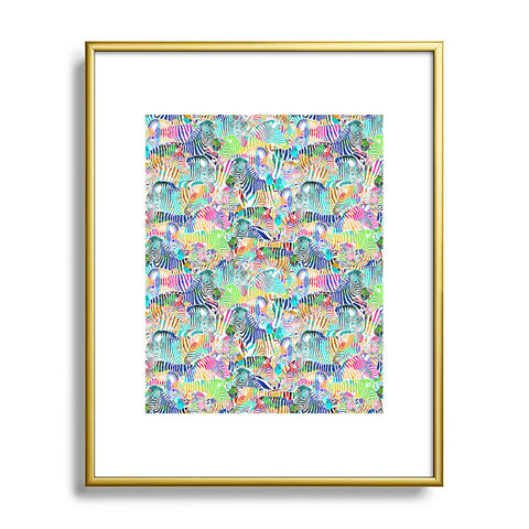 Ruby Door Rainbow Zebras Metal Framed Art Print