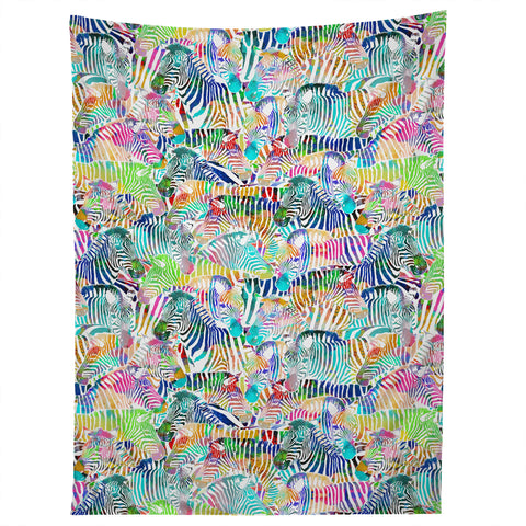 Ruby Door Rainbow Zebras Tapestry