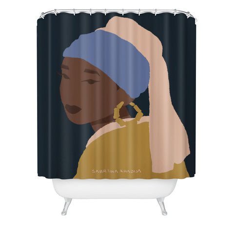 Sabrena Khadija The Girl With A Bamboo Earring Shower Curtain