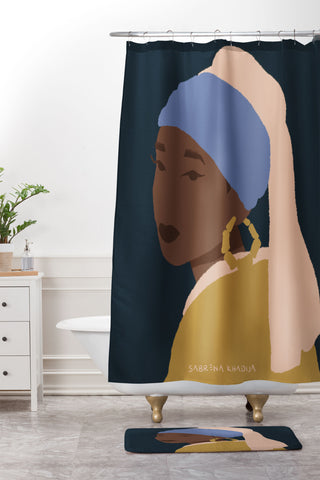 Sabrena Khadija The Girl With A Bamboo Earring Shower Curtain And Mat