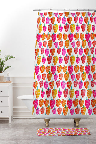 Sam Osborne Bold Strawberries Shower Curtain And Mat