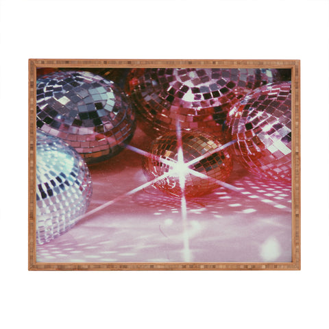Samantha Hearn Disco Balls Pink and Silver Rectangular Tray