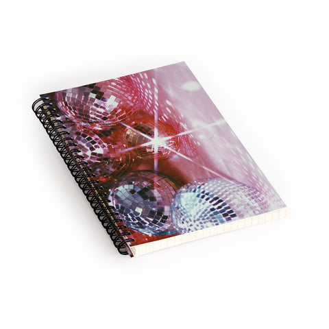 Samantha Hearn Disco Balls Pink and Silver Spiral Notebook