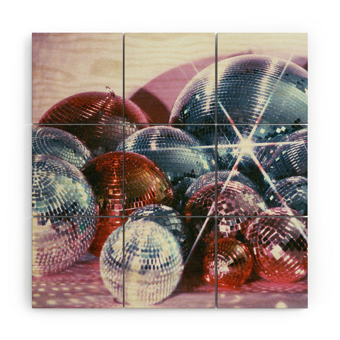 Samantha Hearn Shiny Disco Balls Wood Wall Mural