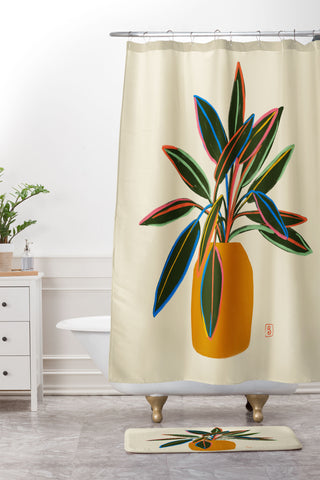 sandrapoliakov PLANT WITH COLOURFUL LEAVES Shower Curtain And Mat