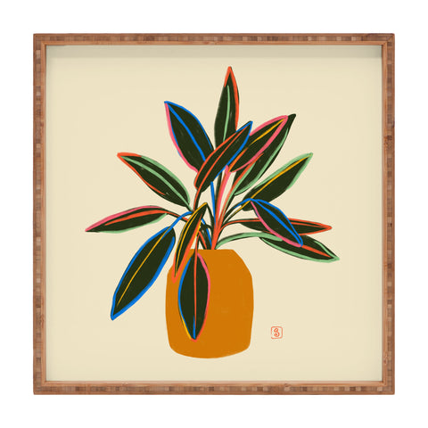 sandrapoliakov PLANT WITH COLOURFUL LEAVES Square Tray