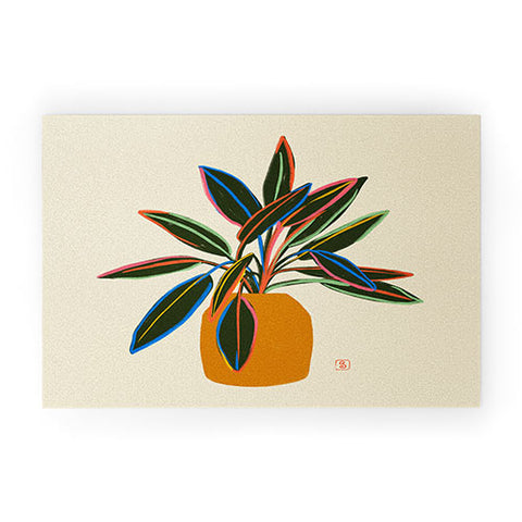 sandrapoliakov PLANT WITH COLOURFUL LEAVES Welcome Mat