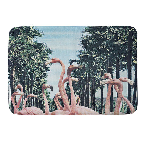 Sarah Eisenlohr Palm Trees Flamingos Memory Foam Bath Mat