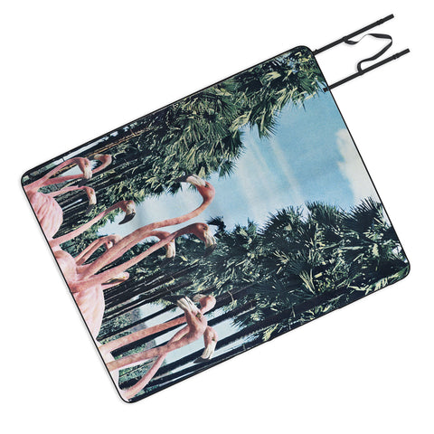 Sarah Eisenlohr Palm Trees Flamingos Picnic Blanket