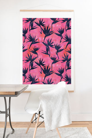 Schatzi Brown Bird of Paradise Hot Pink Art Print And Hanger