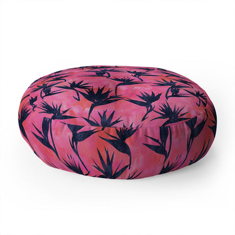 Schatzi Brown Bird of Paradise Hot Pink Floor Pillow Round