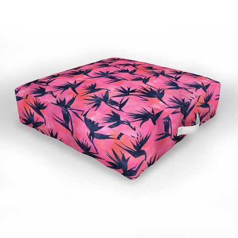 Schatzi Brown Bird of Paradise Hot Pink Outdoor Floor Cushion