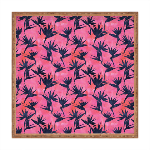 Schatzi Brown Bird of Paradise Hot Pink Square Tray