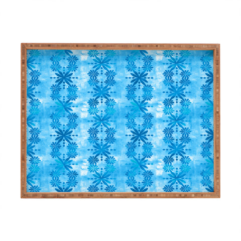 Schatzi Brown Boho Turquoise Flower Rectangular Tray