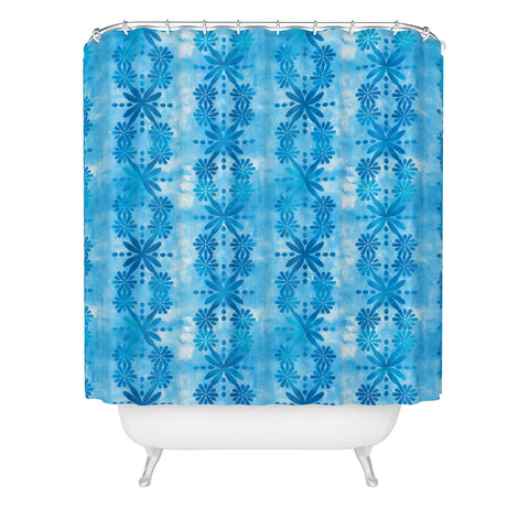 Schatzi Brown Boho Turquoise Flower Shower Curtain