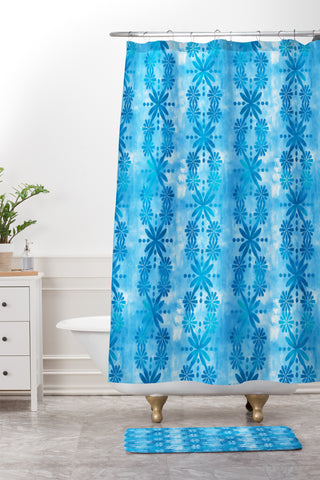 Schatzi Brown Boho Turquoise Flower Shower Curtain And Mat