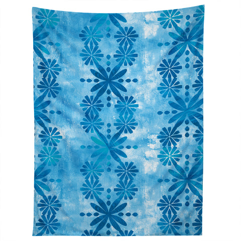 Schatzi Brown Boho Turquoise Flower Tapestry