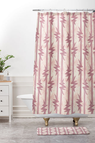 Schatzi Brown Burst Pink Shower Curtain And Mat