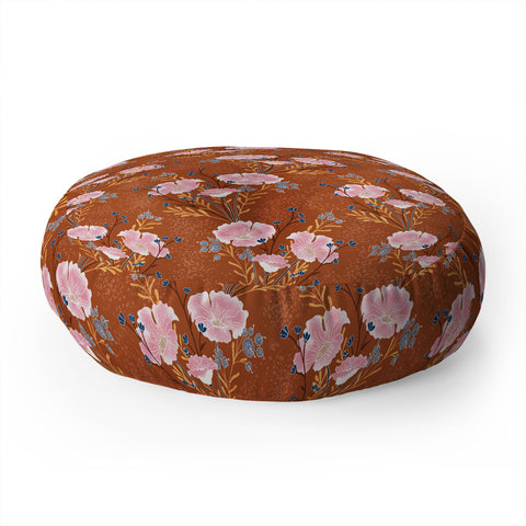 Schatzi Brown Carrie Floral Caramel Floor Pillow Round
