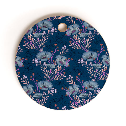 Schatzi Brown Carrie Floral Navy Cutting Board Round