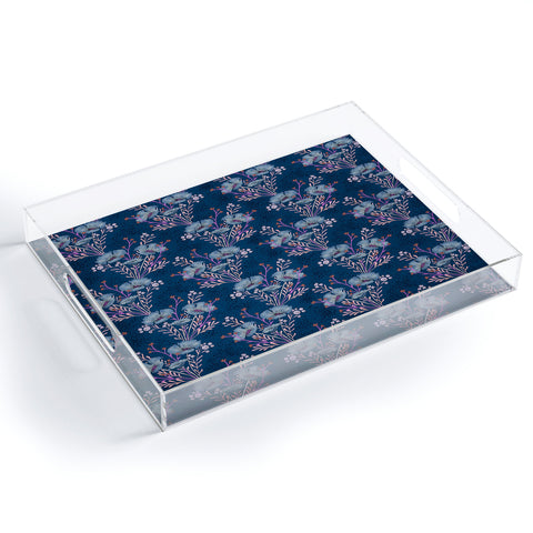 Schatzi Brown Carrie Floral Navy Acrylic Tray