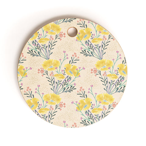 Schatzi Brown Carrie Floral Yellow Cutting Board Round