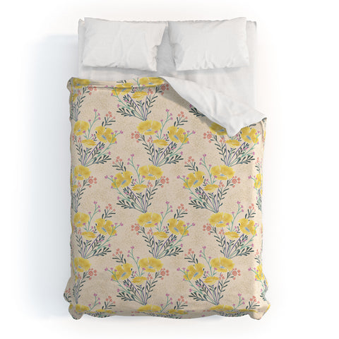 Schatzi Brown Carrie Floral Yellow Duvet Cover