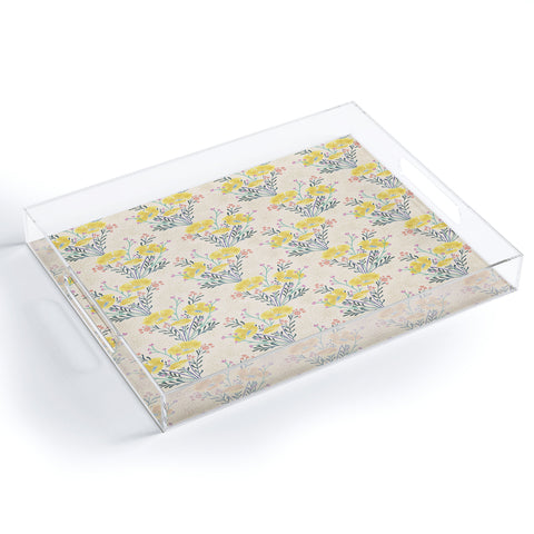 Schatzi Brown Carrie Floral Yellow Acrylic Tray