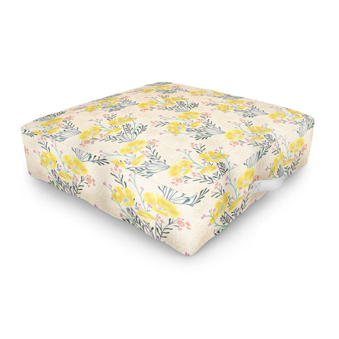 Schatzi Brown Carrie Floral Yellow Outdoor Floor Cushion